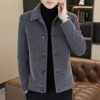Lightweight Men Outerwear Woolen Men's Long Sleeve Lapel Coat Single Breasted Button Jacket Solid Color Winter Regular F