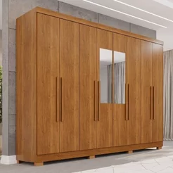 Guarda-Roupa Casal com Espelho 8 Portas 4 Gavetas com Pés França Espresso Móveis Cinamomo Cinamomo
