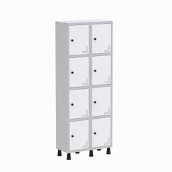 Armário Locker Guarda Volume Aço Light 8 Portas 69x179,5cm Cinza e Branco Cinza/Branco