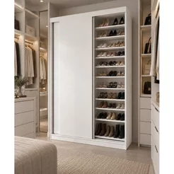 Sapateira 2 Portas de Correr e 20 Prateleiras com Diferentes Níveis Diamante Yescasa Branco Não