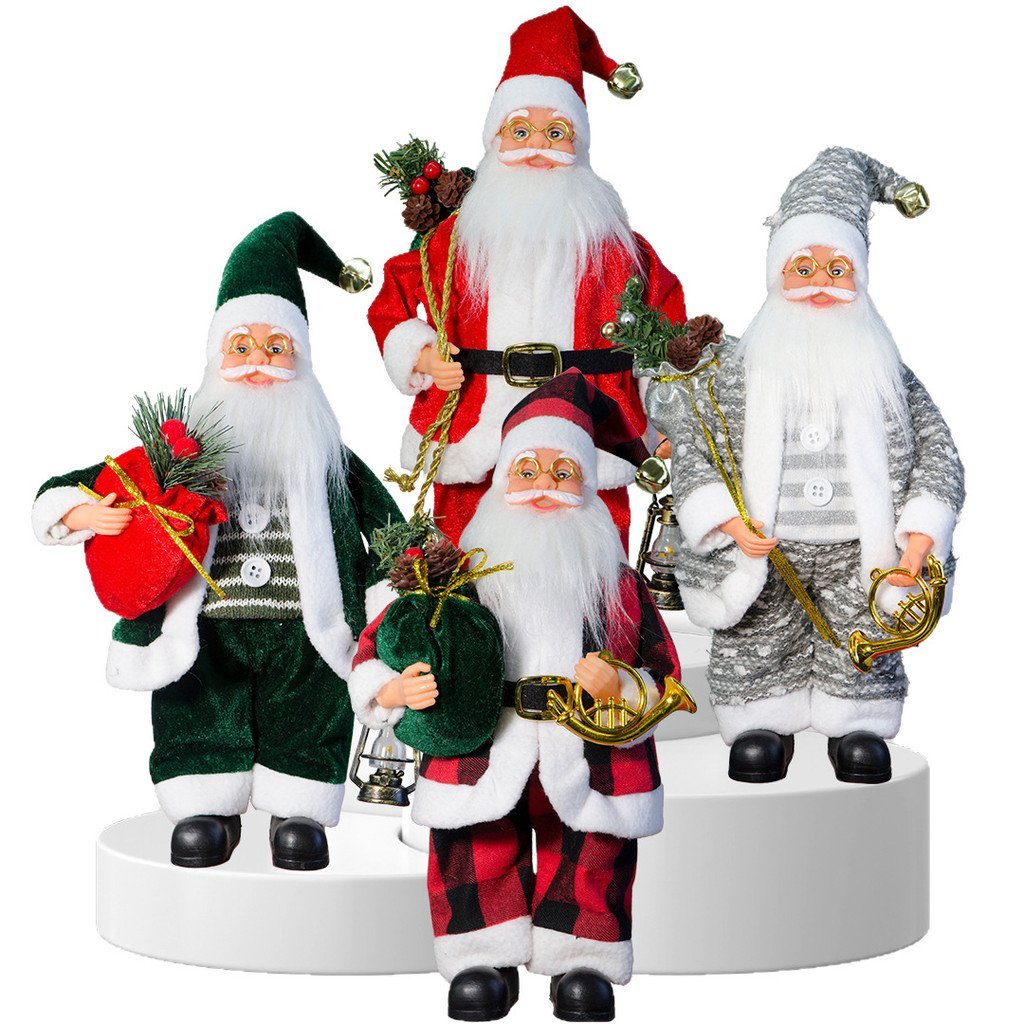 Estatueta de Papai Noel de 13 polegadas para o Natal, boneco de Papai Noel em pé, decoração para janelas, presente.