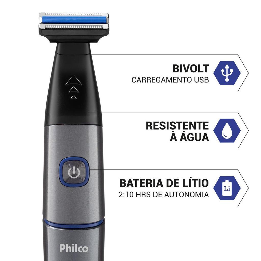 Aparador de Pelos Philco Bivolt 7 Acessórios USB PAP02 · foto 2