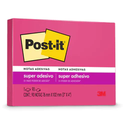 Bloco de notas super adesivas Post-it Rosa 76x102mm 90 folhas 3M