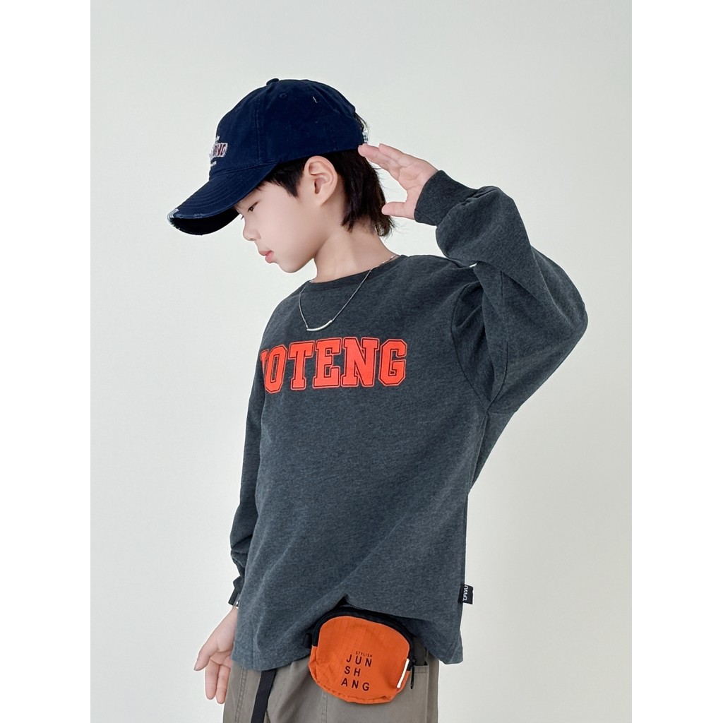 Meninos de manga comprida camiseta primavera outono novo estilo dinossauro camisa de fundo infantil médio grande criança