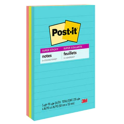Bloco de notas adesivas Post-it pautado coleção Supernova 101x152mm 270 folhas 3M