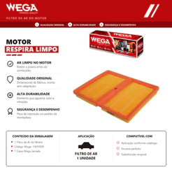 Filtro de ar do Motor VW GOLF TSI NIVUS TSI POLO TSI T-CROSS TSI UP! TSI VIRTUS TSI 1.0 12V – Wega FAP3599