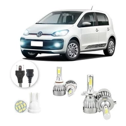 Lâmpadas Ultra Led Volkswagen Up 20000lm Alto Baixo e Milha + Pingo Led
