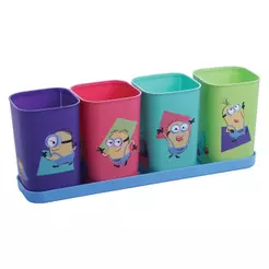 Porta Caneta Mininons Meu Malvado Favorito Bandeja Organizador Mesa Pincéis Materiais Escritório Escola Plasútil