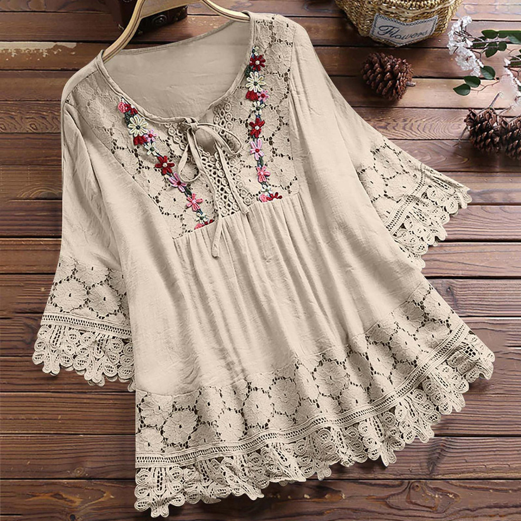 2 Camisa feminina casual, de corte ajustado, estilo retrô, em chiffon estampado, tamanho plus size UHJY 2 Camisa feminin