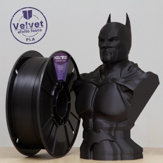 Filamento PLA Preto Velvet Premium 1Kg 1,75mm Efeito Aveludado Impressora 3D FDM Voolt3D Oficial