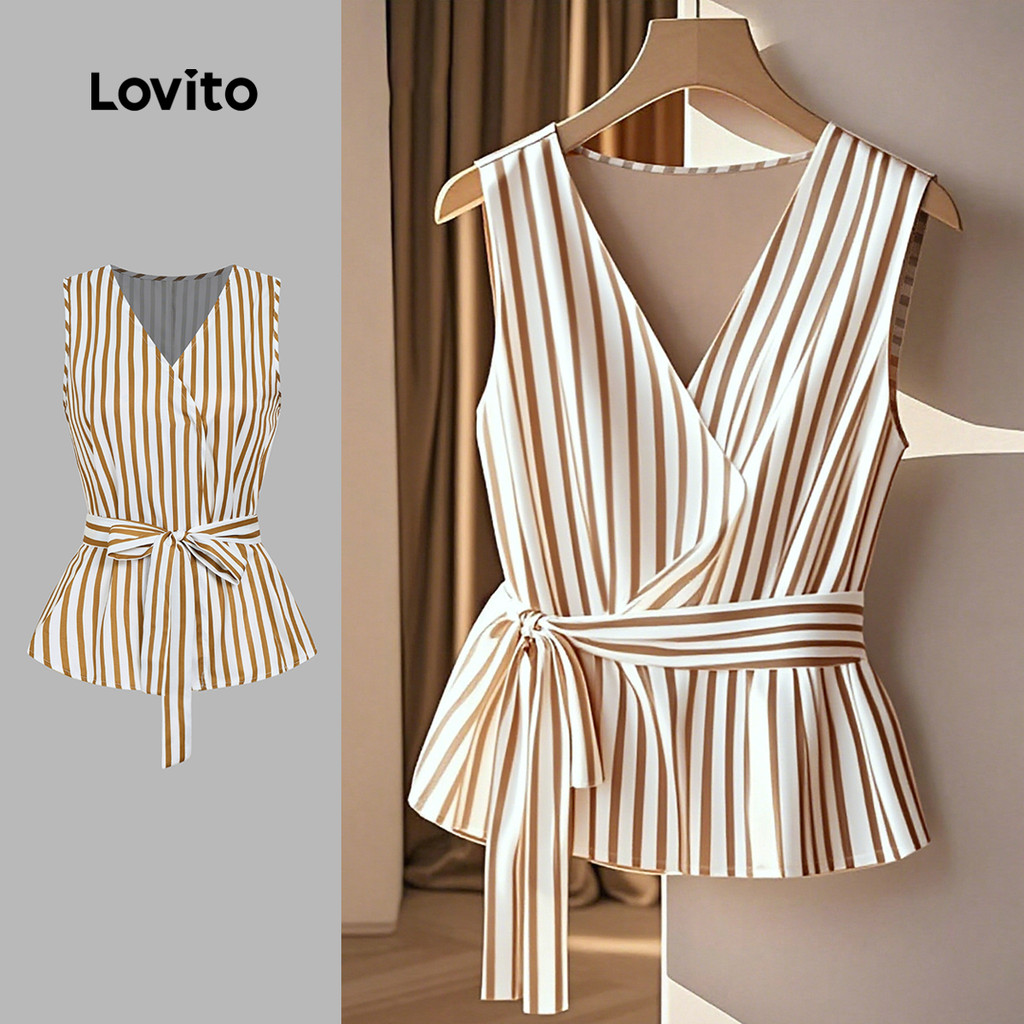 Lovito Top de Lãço Elegante para Primavera/verão para mulheres L150ED116 em Oferta na Shopee