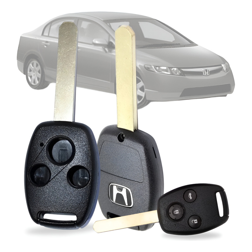 Chave Oca Honda Civic 2012 2013 Carcaça Com Emblema 3 Botões