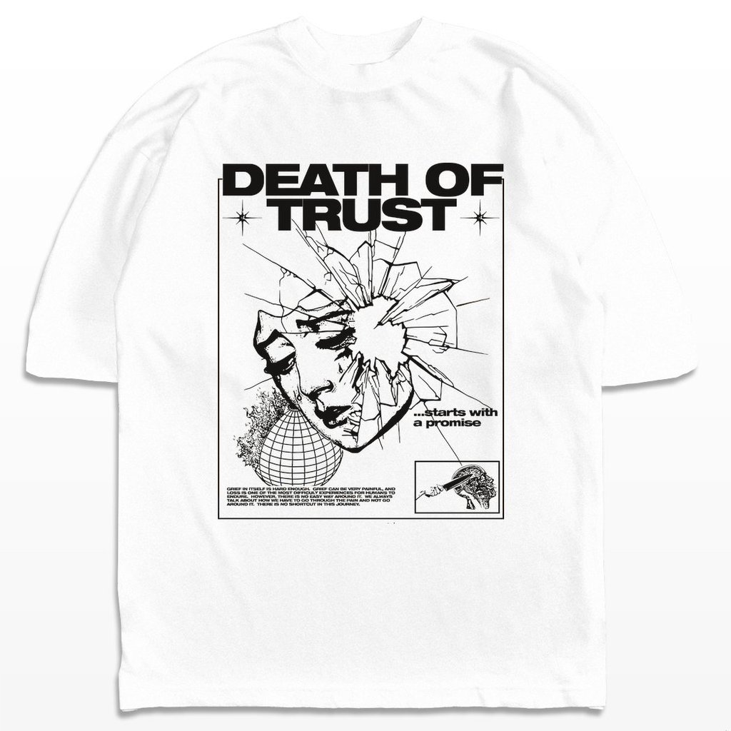 Camiseta Oversized Death O Trust Streetwear Harajuku Aesthetic Camisa Unissex