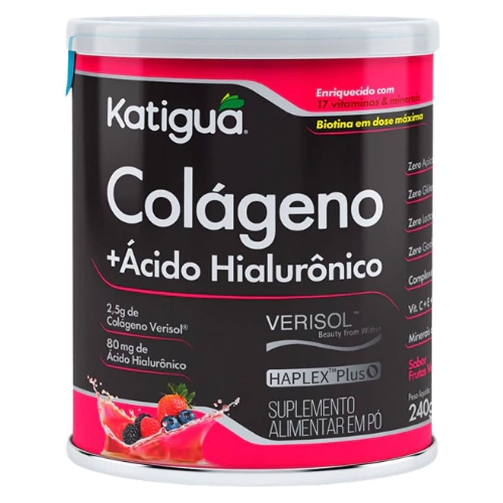 Colágeno + Ácido Hialurônico - 240g Frutas Vermelhas - Katiguá em Oferta na Shopee