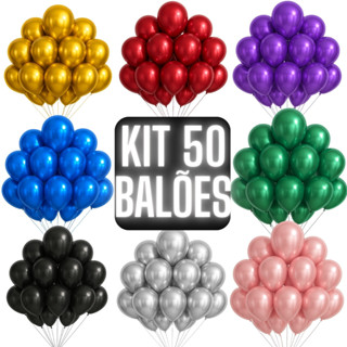 Kit 50 Balão Bexiga Metalizada Nº 10 Decoração Festa Metalizada Aniversário Casamento Evento Painel em Oferta na Shopee