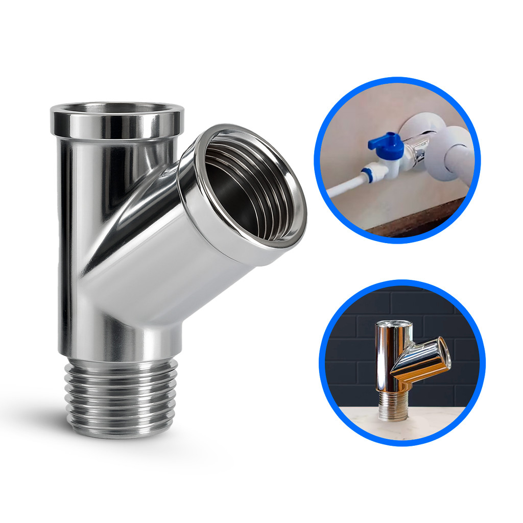 Junção Adaptador Y 1/2" Metal Cromado Para Torneira, Filtro E Ducha Higiênica Conector Ponto De Água em Oferta na Shopee