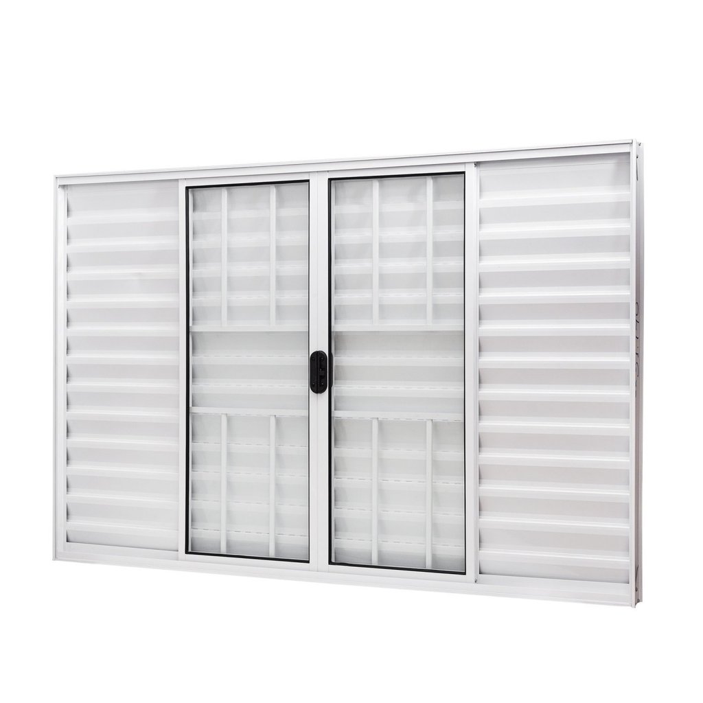 Janela de Alumínio Veneziana 100x150cm 6 Folhas com Grade e Vidro Liso Slim Modular Ramassol em Oferta na Shopee