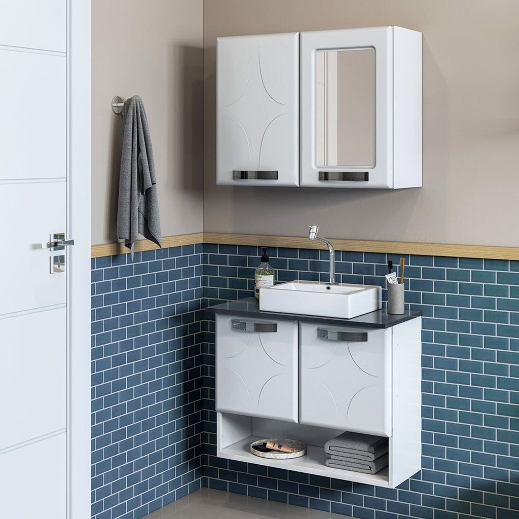 Kit Conjunto para Banheiro em Aço Rubi 4 Portas C/ Espelho em Oferta na Shopee