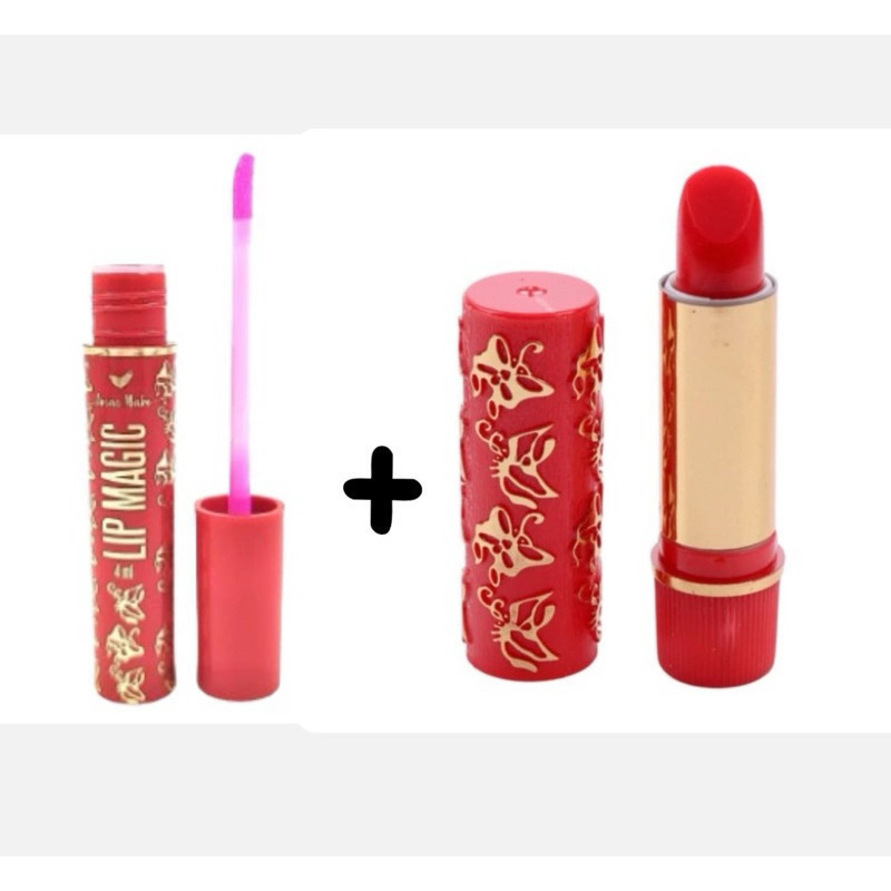 Kit2 Mágico Da Vovó - Gloss Labial Lip Magic + Batom Longa Duração 24 Horas Vovó-HOT SALE em Oferta na Shopee