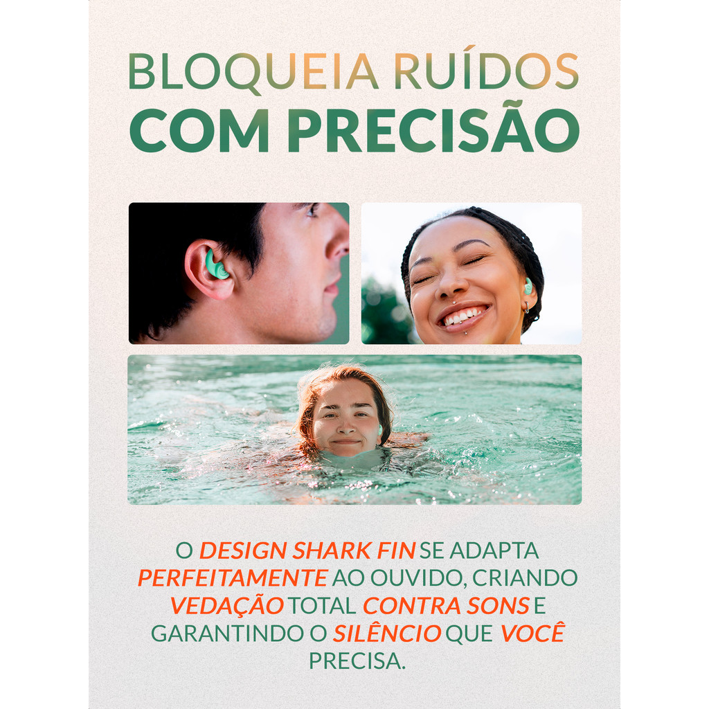Kit Tampão Ouvido 2 Pares Protetor Auricular Dormir Natação — imagem 2 de 2