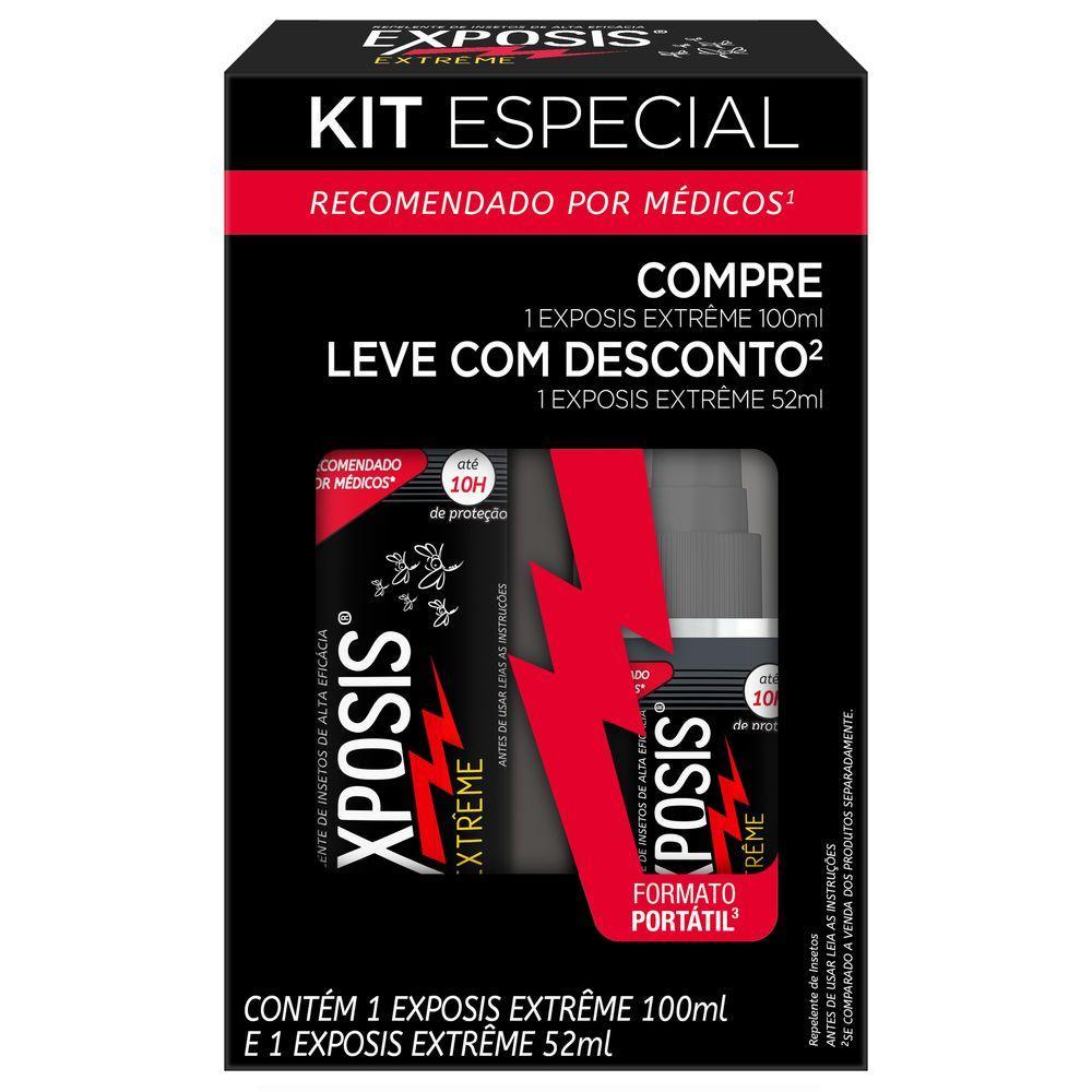 Kit Repelente Exposis Extreme Spray 100ml + Repelente Exposis Extreme sem Perfume Spray 52ml em Oferta na Shopee