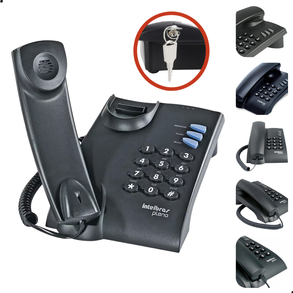 Aparelho Telefone Fixo com Fio e Chave Ideal Para Uso em Escritório Consultório Empresa Pousada