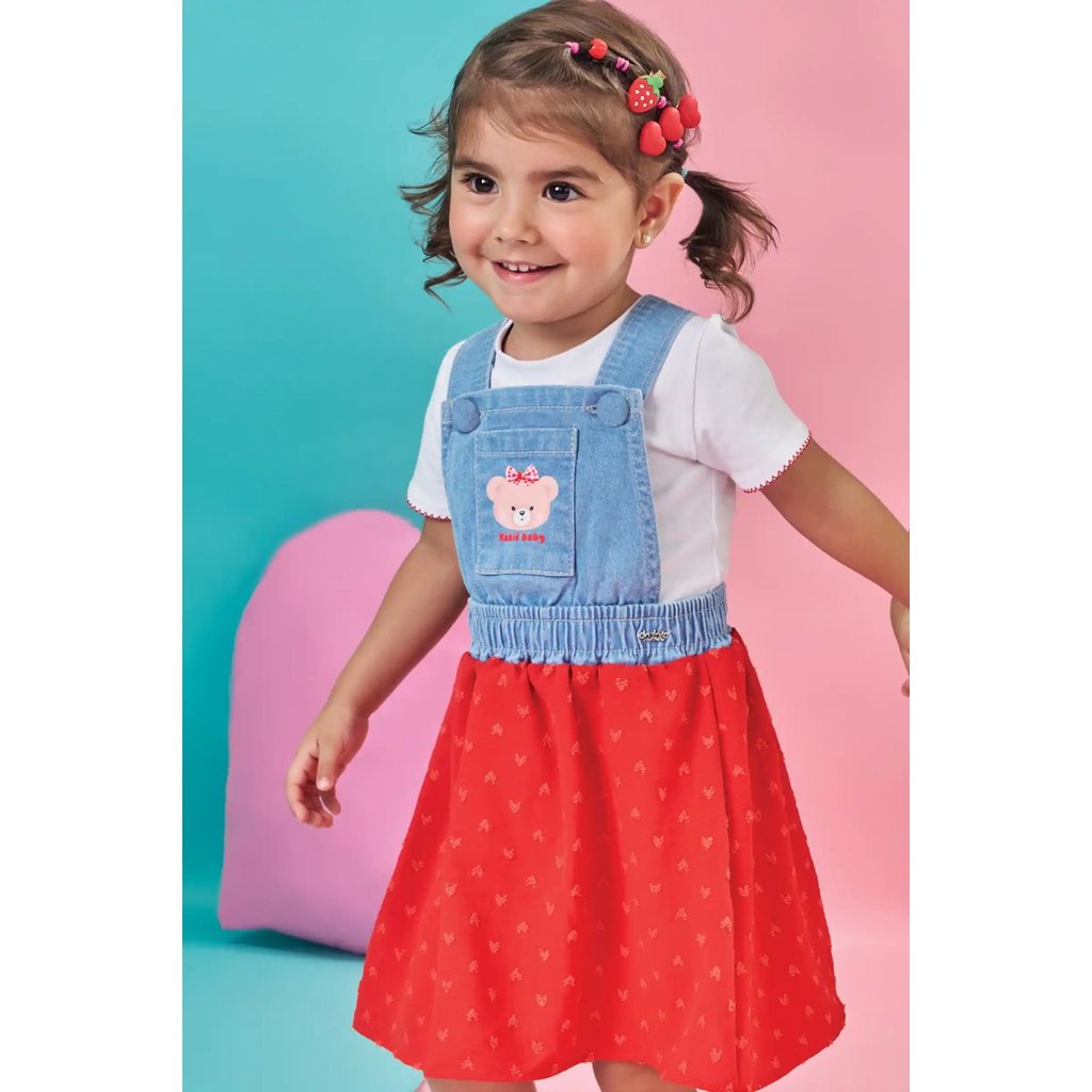 Conjunto Verão Premium Salopete Jeans e Body Baby -Kukiê