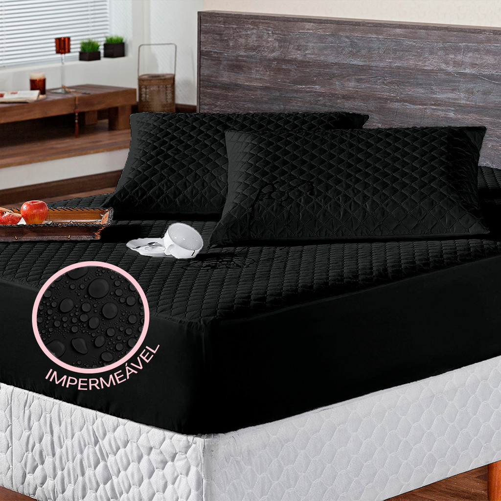 Kit Capa para Colchão Impermeável c/ 4 Camadas de Proteção + Protetor de Travesseiro Vários Tamanhos