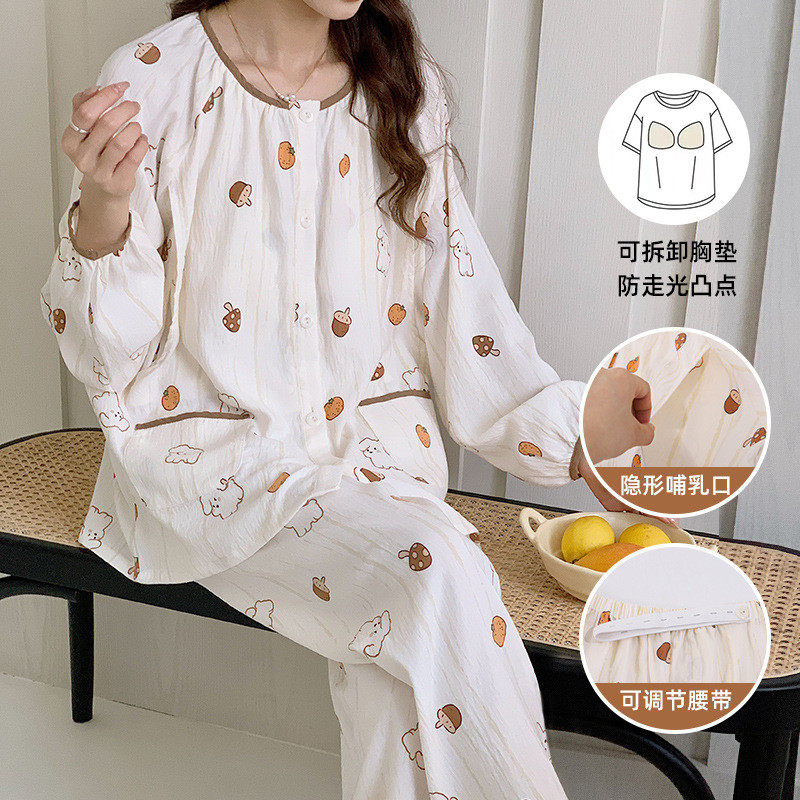 Xiyue atacado classe A roupas de confinamento verão nuvem algodão estilo fino com almofada no peito mulheres grávidas pó
