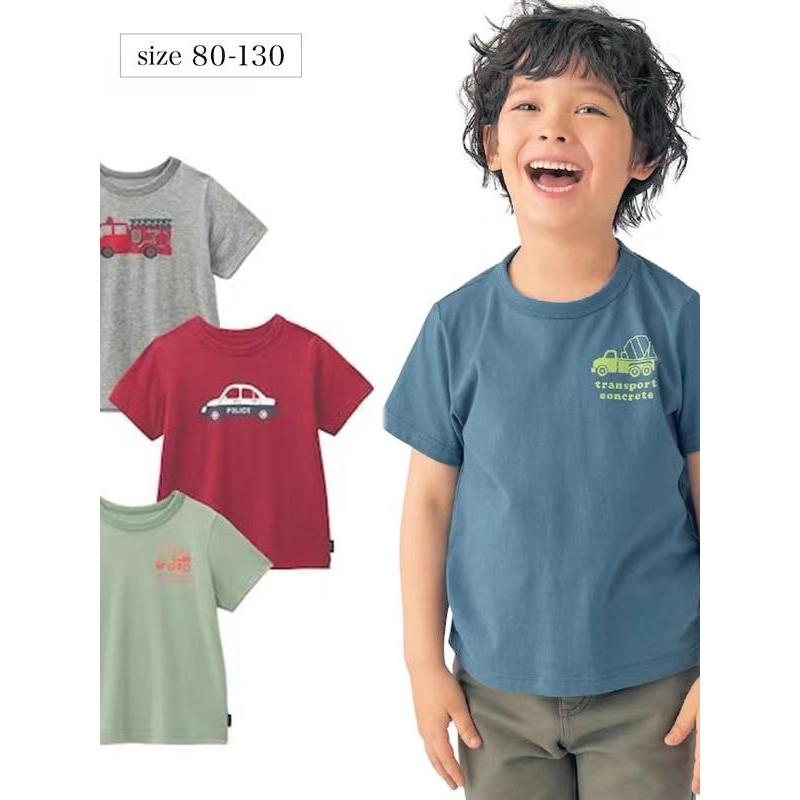 Meninos puro algodão camiseta comércio exterior roupas infantis cor sólida japonês crianças metade @
