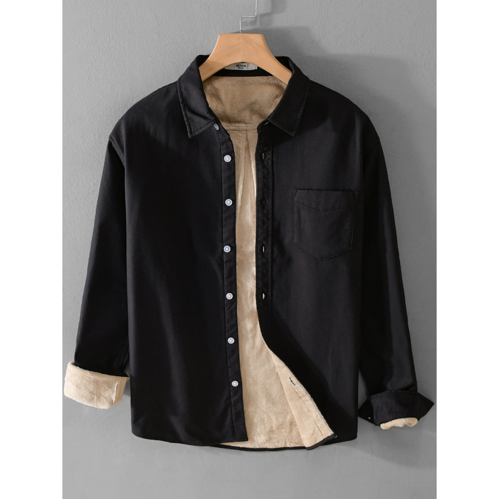 High-End Oxford forro giratório engrossado quente camisa de manga comprida outono inverno negócios Casual camisa masculi