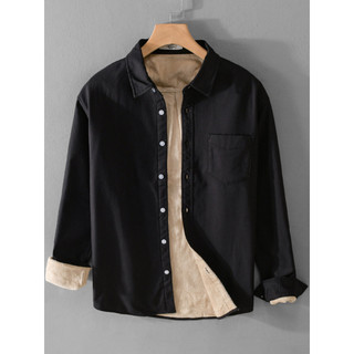 High-End Oxford forro giratório engrossado quente camisa de manga comprida outono inverno negócios Casual camisa masculi