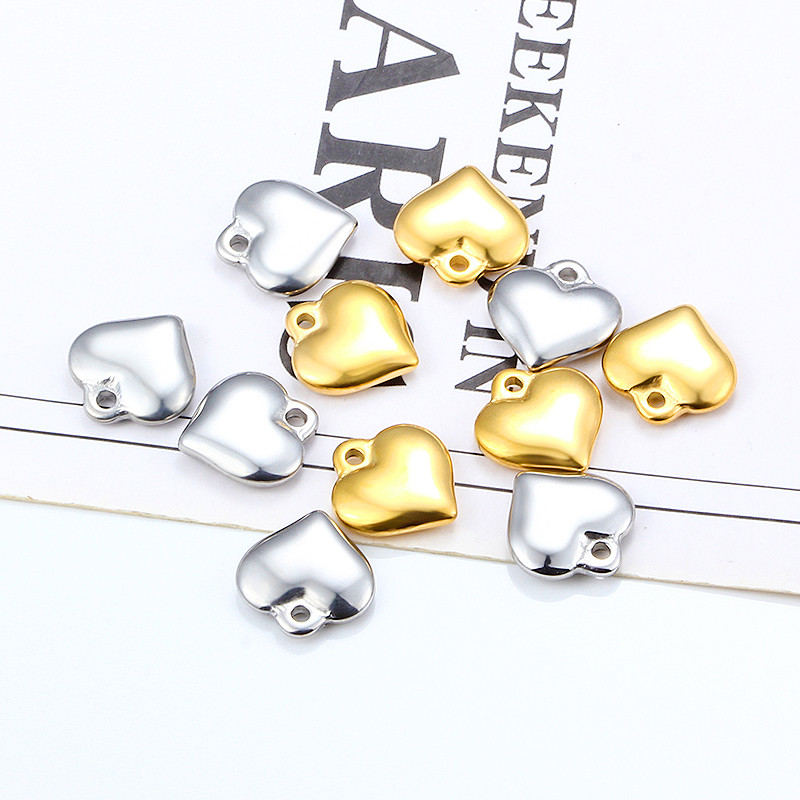 Novo polido amor pingente moda na moda jóias acessórios de ouro diy colar pulseira pingente em forma de coração pingente
