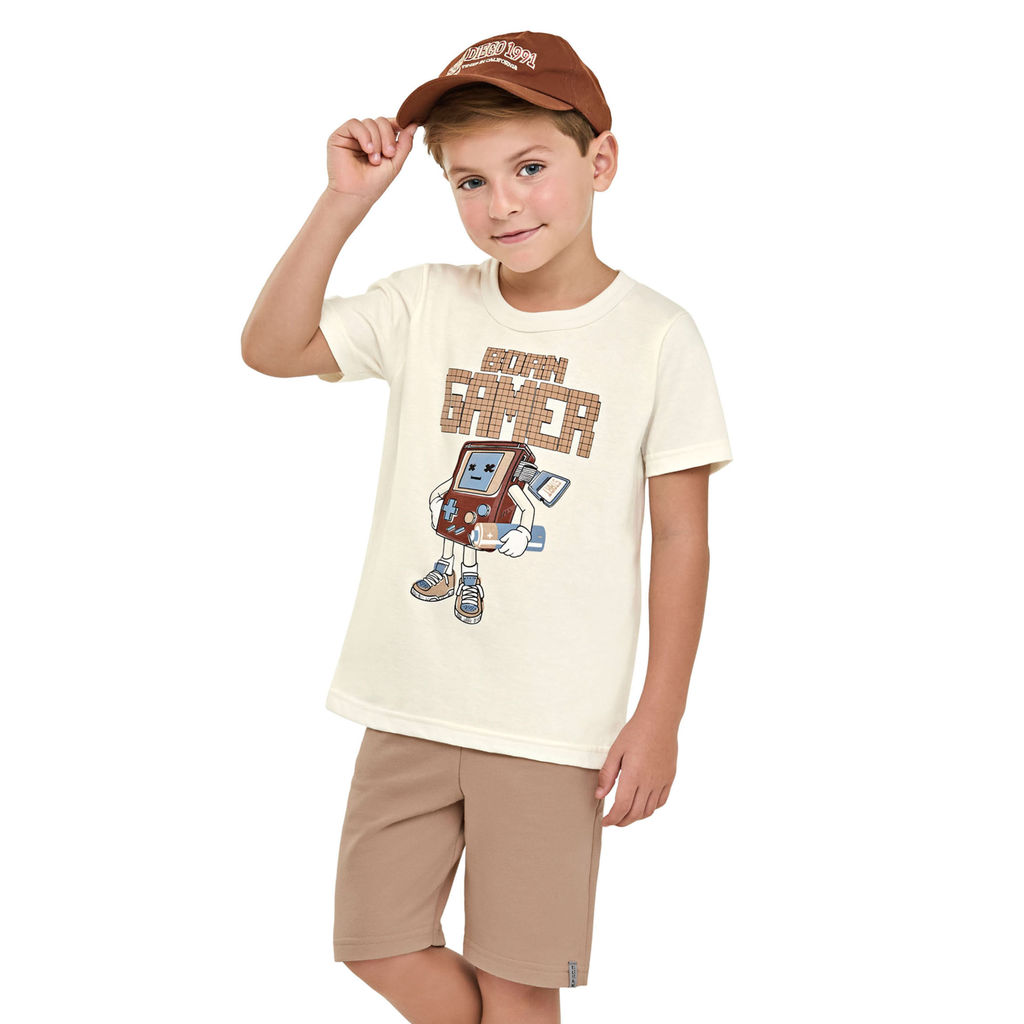 Conjunto Infantil Menino Gamer Elian Bege