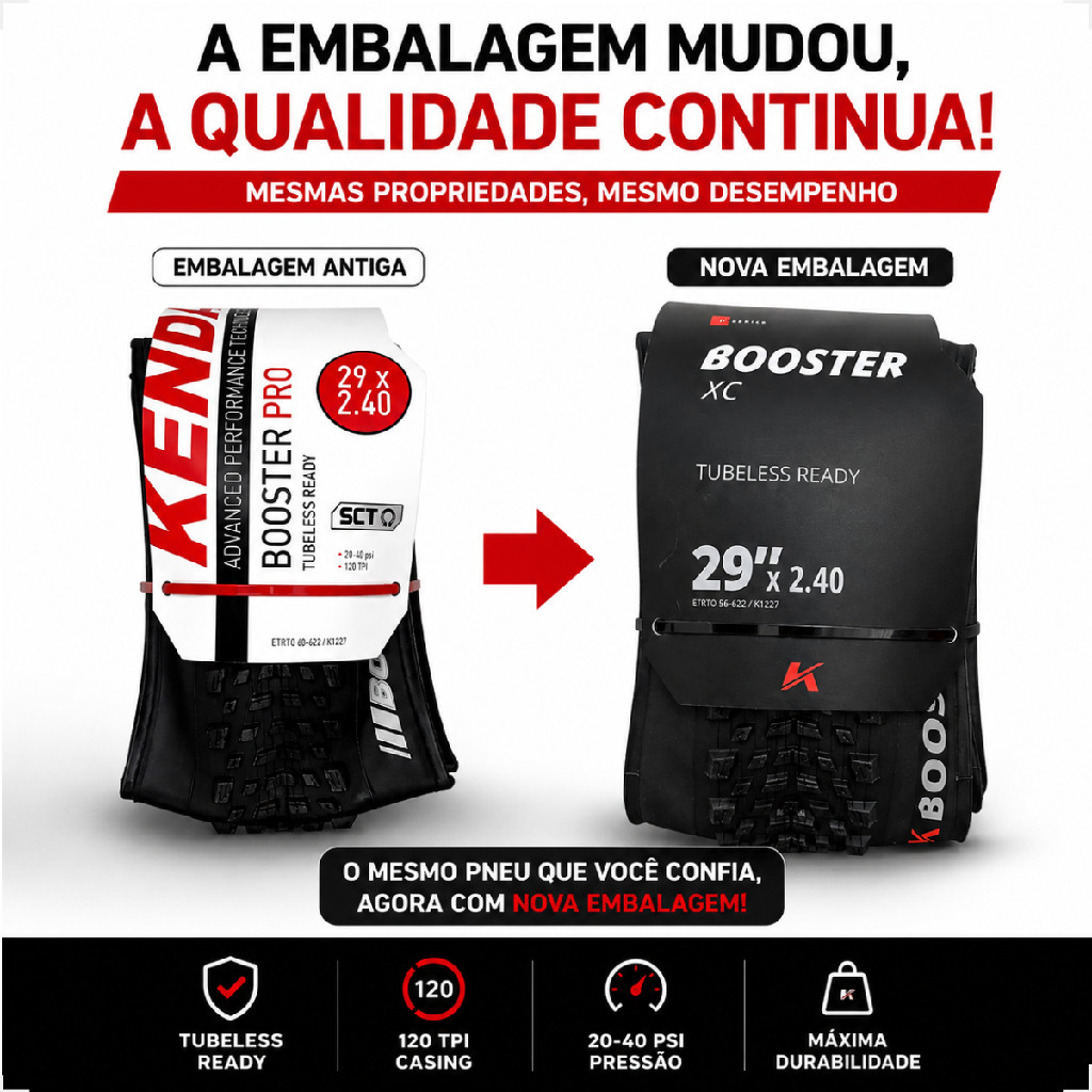 Par Pneu 29x2.40 Kenda Booster Pro XC Tubeless Kevlar Sct Bike Cravudo Trilha Original com Nfe — imagem 2 de 2