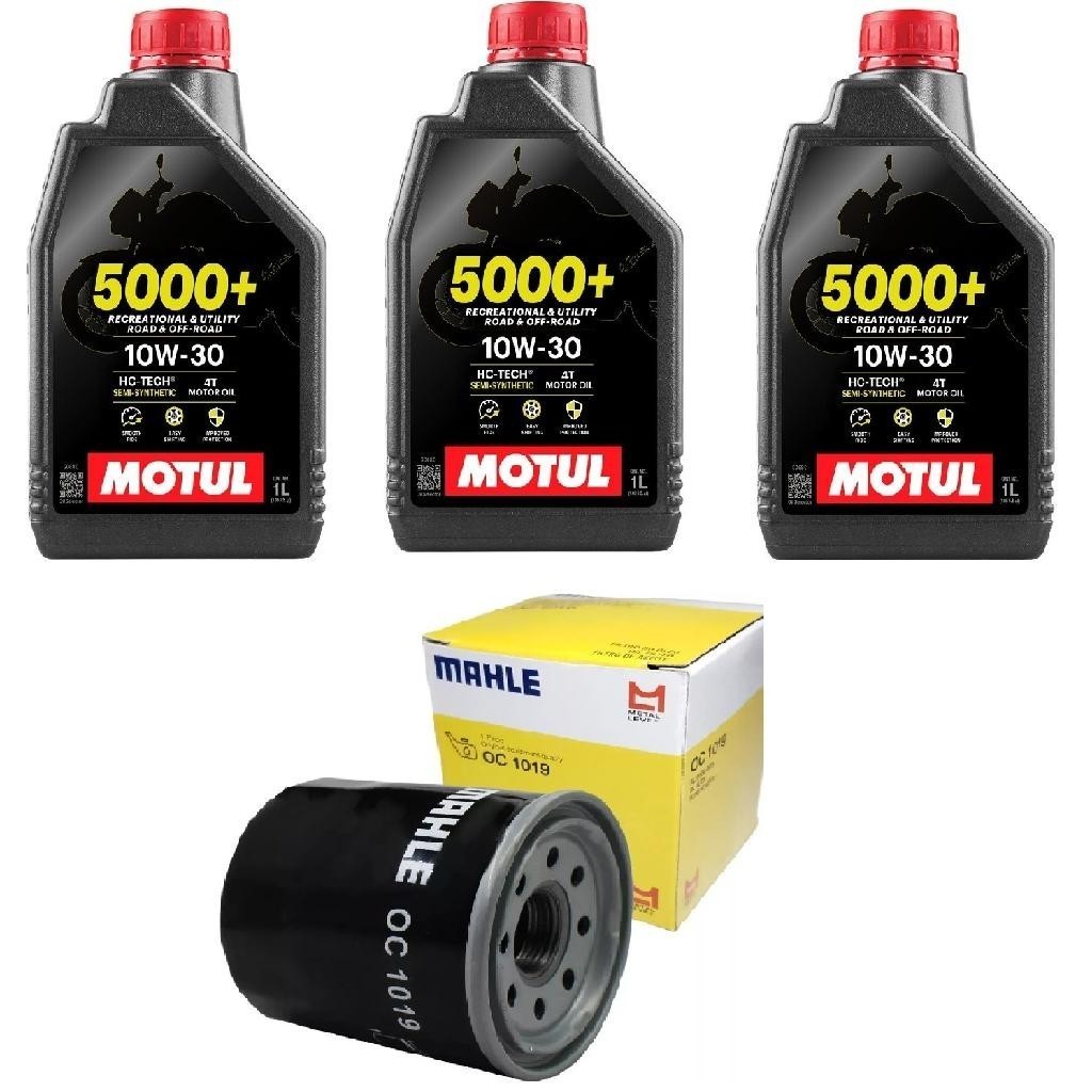 Kit 3l Óleos Motul 5000+ 10W30 4T + 1 Filtro Mahle CB 500F 2014 a 2017 CB 500x 2014 a 2018 CBR 500 2013 a 2018