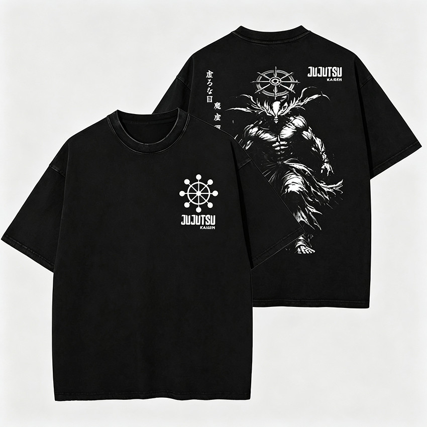 Camiseta Masculina Feminina Oversized Estampa Sukuna Jujutsu Kaisen Camiseta Streetwear Estampa Branca Personagem Anime