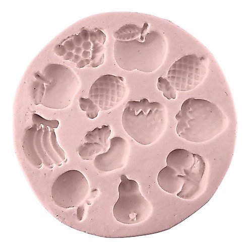 Forma Molde Silicone Biscuit Mini Frutas 12 Cav