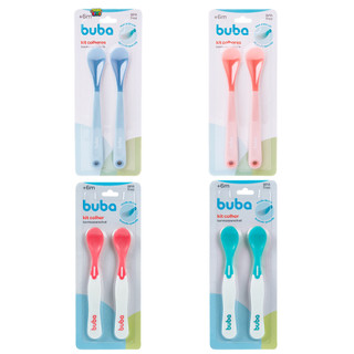 Kit 2 Colher Termossensível Buba Térmica Infantil Para Bebê Muda de Cor Rosa e Azul Menino e Menina