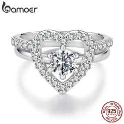 Bamoer 925 Prata Esterlina Empilhável Moissanite Anéis Moda Jóias Presentes Para Mulher MSR115-S
