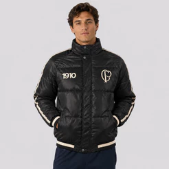 Jaqueta Moletom Corinthians Logo Com Moletom Preta