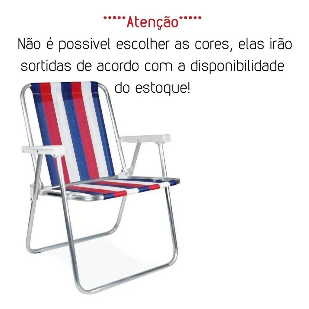 Kit 2 Cadeira de Praia Aluminio Mor Varanda Alta Piscina 110Kg Cores Sortidas · foto 2