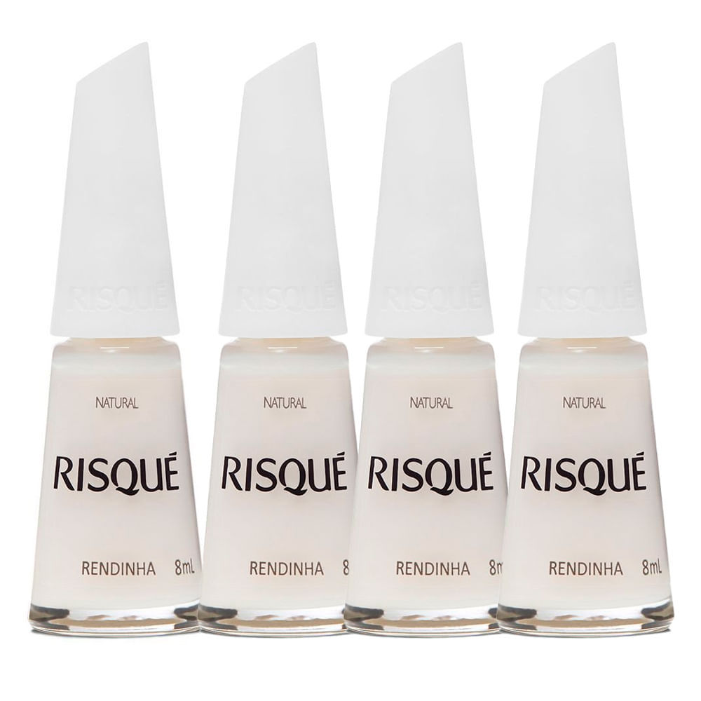 Kit 4 Esmalte Risqué Branco Natural Rendinha 8ml