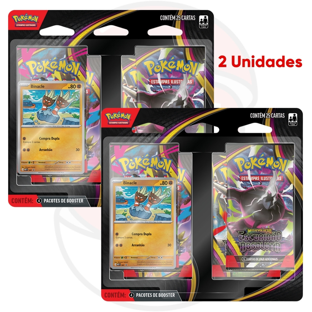 BLISTER QUÁDRUPLO BINACLE MEGA EVOLUÇÃO ESCURIDÃO ABSOLUTA ME05 COPAG POKÉMON TCG BOOSTER CARTA PACK · foto 2