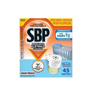 Repelente Elétrico Líquido SBP Cheiro Suave Ap+Refil