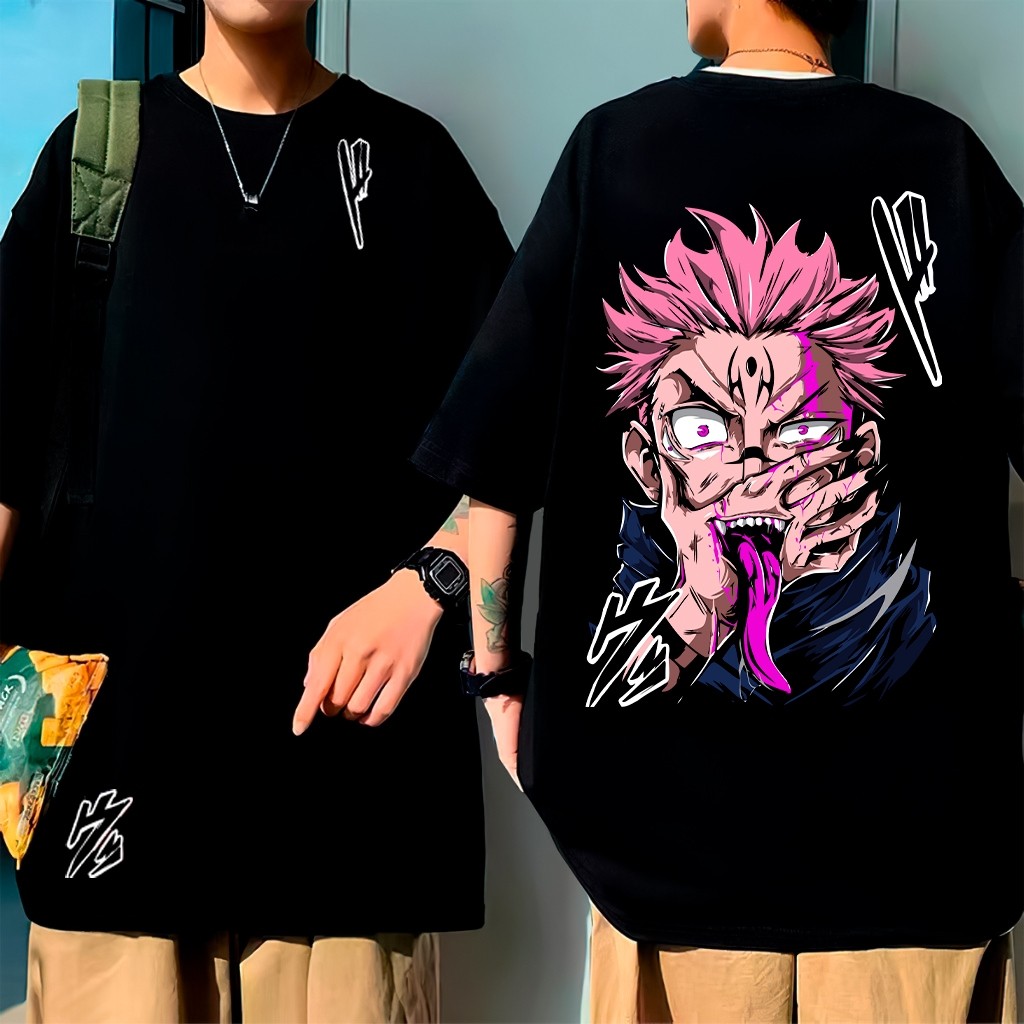 Camiseta Estampada Oversized Anime Treino Academia Naruto Sukuna Maldição Algodão Feminino Masculino