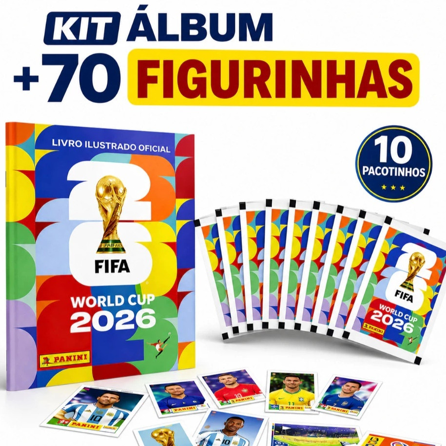 Album Copa do Mundo com 70 Figurinhas Oficial Panini 2026 - Capa Mole
