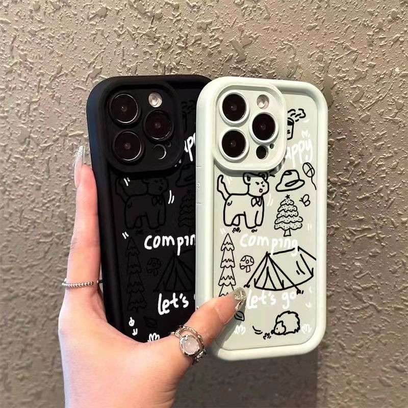 Capinha Capa Cachorro traços Para Samsung A05S A15 A07 A13 A55 A35 S24 ULTRA  A23 A54 A17 A26 S23 FE Silicone Anti Queda
