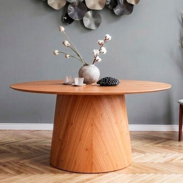 Mesa Oval Design Moderno 160cm x 90cm Base em Madeira Maciça Amanda Marrom/Mel 160