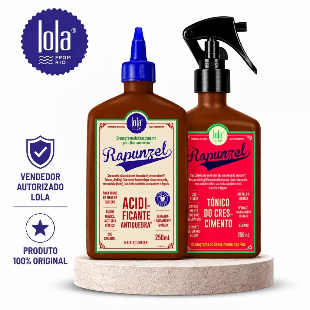 Kit Lola Cosmetics Rapunzel Original | Tônico Antiqueda 250ml + Acidificante 250ml | Crescimento e Fortalecimento — imagem 1